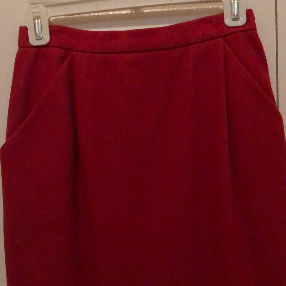 Vintage Carlisle Red Wool Kick Back Skirt SZ 4 - Picture 2 of 5